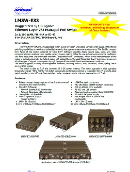 1/10 Gigabitový ethernetový switch LMSW-E33 – EN