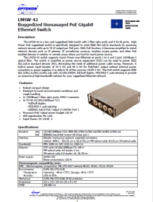 Gigabitový ethernetový neřízený switch PoE LMSW-42 –…