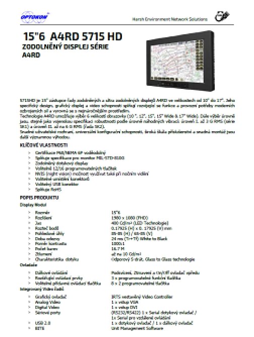 15"6 A4RD 5715 HD Zodolněný displej série A4RD – CZ